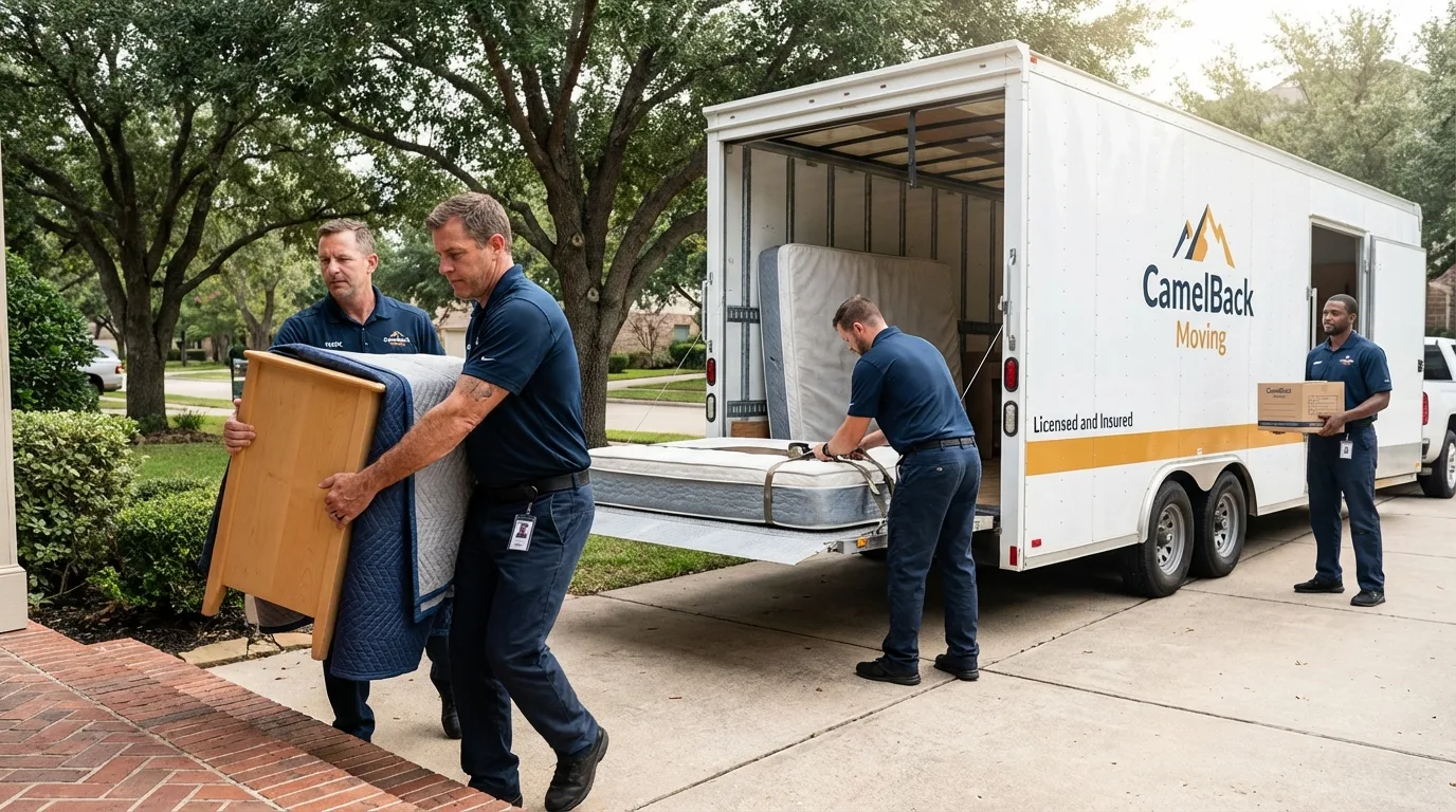 Crew loading residential truck for cross-state move from Springfield, NE