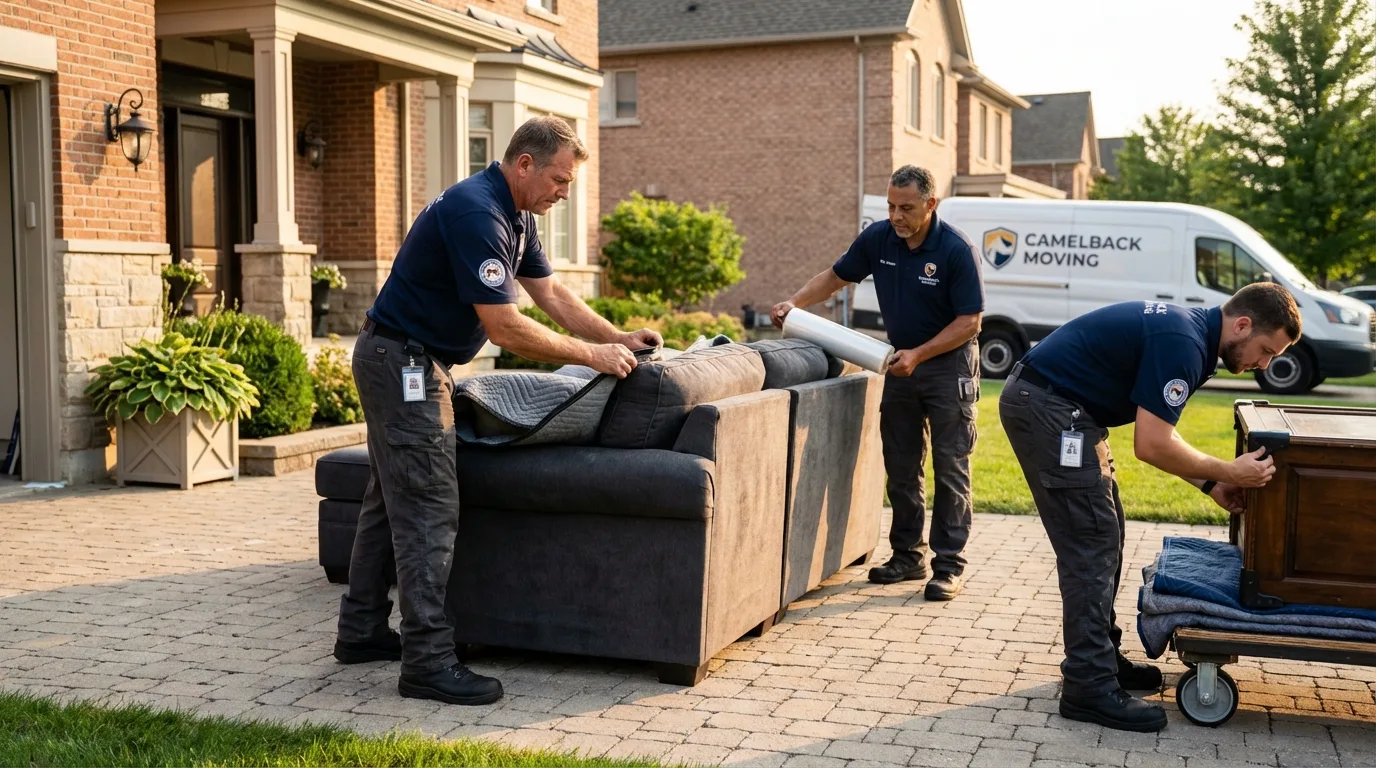 Large estate moving crew wrapping furniture in Springfield, NE